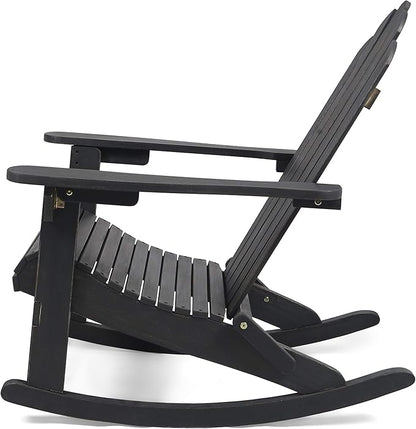 Christopher Knight Home Cara Outdoor Adirondack Acacia Wood Rocking Chair, Dark Gray Finish