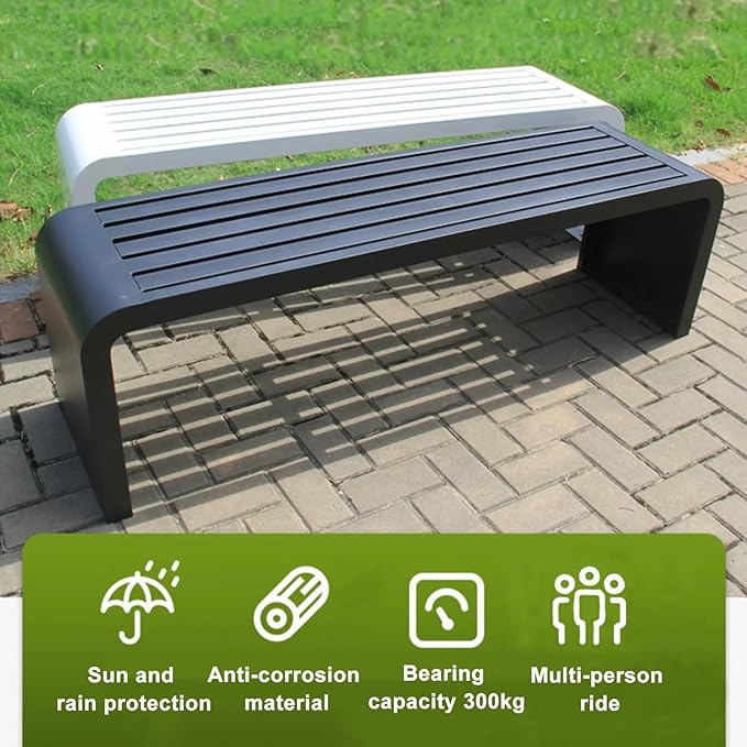 Garden Bench, Outdoor Patio Backless Bench, Metal Garden Benches, All-Weather Park Bench for Garden, Porch, Lounge(Color:Red,Size:120 * 40 * 45cm/47 * 16 * 18in)