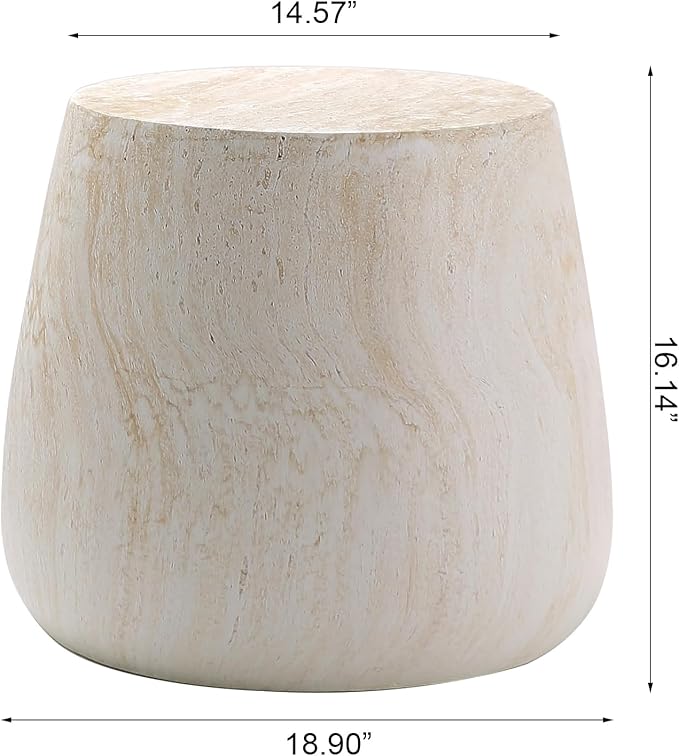 Outdoor Side Table Round Concrete End Table Faux Stone Side Tables Travertine Small Coffee Tables for Indoor Outdoor - Photo 2