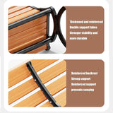 Outdoor Garden Bench, Patio Bench with Cast Iron Metal Frame & Comfort Wood Seat 47" 59" 71" Weather Proof Porch Chair - Photo 5