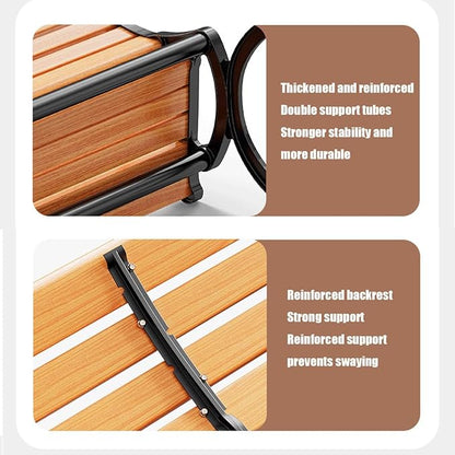 Outdoor Garden Bench, Patio Bench with Cast Iron Metal Frame & Comfort Wood Seat 47" 59" 71" Weather Proof Porch Chair Furniture, Easy to Assemble(Oranges,180cm/70.9")