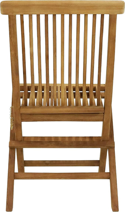Sunnydaze Hyannis Solid Teak Wood Folding Chairs - Outdoor Wooden Patio Chairs - Foldable - Light Wood Stain Finished - Set of 2