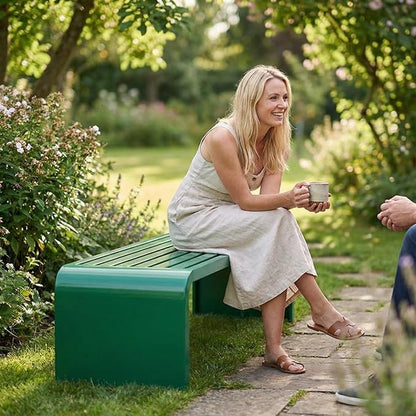 Garden Bench Backless, Patio Benches for Outdoors 100/120/150/180 Cm Outside Bench Seat Iron Steel Frame, Weatherproof Park Benches for Entryway Lawn Yard Balcony Decor(Green,120 cm/47.24 in)