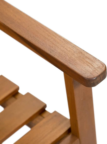 Greemotion Borkum 4-Feet Eucalyptus Solid Wood Outdoor Bench, Garden Chair for Patio Backyard Porch, Natural