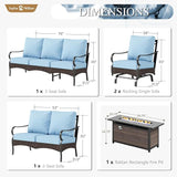 Sophia & William Patio Furniture Set, 5 Piece Metal Outdoor Conversation Set with 3-Seater Outdoor Couch, 2 Sofa Chairs - Photo 7