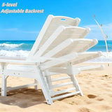 Psilvam Adjustable Chaise Lounge Chair - 350lb Capacity All-Weather Poly Lumber Recliner for Poolside, Patio - Photo 5