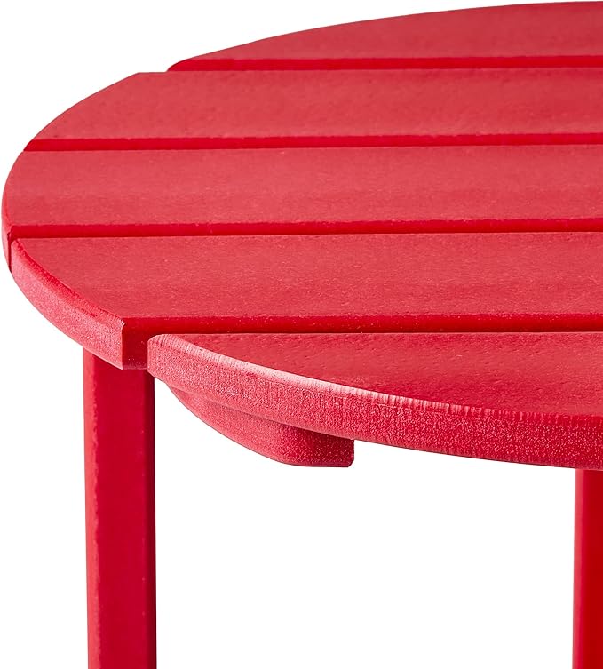 WestinTrends Dylan Adirondack Round Outdoor Side Table, Red - Photo 9