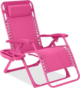 Best Choice Products Adjustable Zero Gravity Chair, Monochromatic Color Folding Patio Recliner w/Side Tray - Photo 1