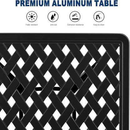 21”Cast Aluminum Outdoor Side Table, Cast Aluminum Patio End Tables, Weather Resistant End Table, Coffee Table for Patio, Porch, Deck, Garden, Black (1, Black)