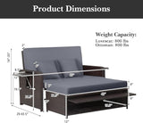 COSTWAY Patio Rattan Daybed with Cushions, Outdoor Wicker Loveseat Sofa with Storage Ottoman - Photo 3