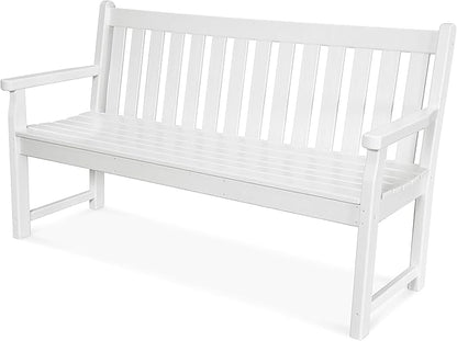 POLYWOOD Traditional Garden Bench, White, 60 Inch - Heavy Duty HDPE Outdoor Bench for Patio, Porch, Backyard - Classic Park Bench Style Seating for 3 People
