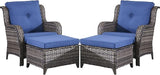 Belord Wicker Furniture 4 Pieces Outdoor Patio Furniture Set Patio Chairs with Ottomans Conversation Set for Porch - Photo 2