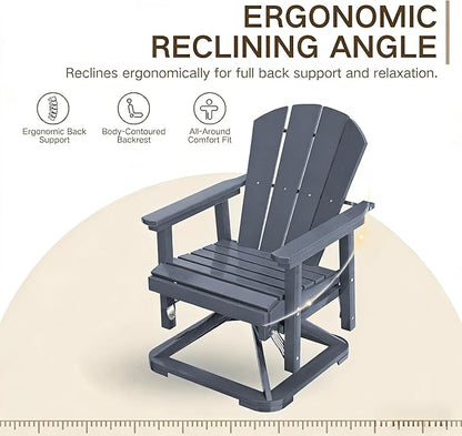 Kingdura Adirondack Swivel Glider Chair, HDPE Patio Glider Rocking Chair for Outdoor, All-Weather Glider Chair for Porch Balcony Lawn Poolside, 450LBS Capacity (Navy Blue)
