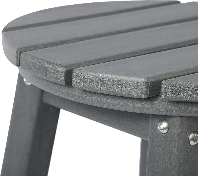 Costaelm 24" Height Outdoor Bar Stools, All-Weather Bar Stools, Adirondack Poly Patio Round Bar Stool for Patio, Deck, Kitchen Counter and Garden, Gray