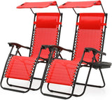 Athena Collection Zero Gravity Outdoor Lounge Chair Set of 2 with Canopy Shade - Photo 1