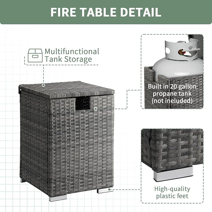 Outdoor Wicker Side Table with Storage Space, Square PE Rattan End Table for Patio Garden Poolside Deck