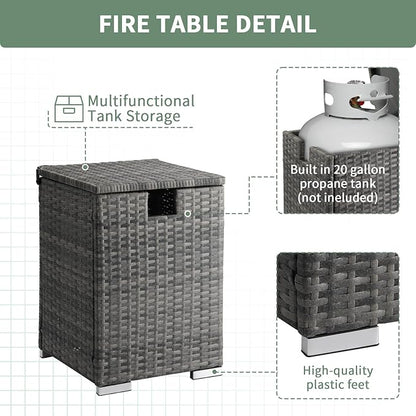 Outdoor Wicker Side Table with Storage Space, Square PE Rattan End Table for Patio Garden Poolside Deck