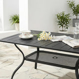 VINGLI 59" Rectangle Patio Table for 6, Metal Outdoor Dining Table with Umbrella Hole - Photo 4