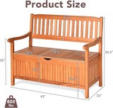 LDAILY 33 Gal Outdoor Storage Bench, Eucalyptus Multi-Functional Deck Box with 800 lbs Heavy Duty Capacity - Photo 3