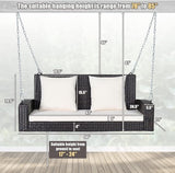 Tangkula 2-Person Wicker Porch Swing, Patiojoy Outdoor Rattan Hanging Swing Bench W/ 2 Back Cushions & 1 Seat Cushion - Photo 5