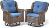 Patio Chairs Outdoor Swivel Glider - Set of 2 High Back Outside Brown Wicker Rattan Rocking Chair with Thick Cushion - Photo 1