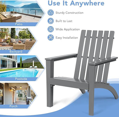 Giantex Adirondack Chair Set of 4 Acacia Wood Outdoor Chairs, 350 lbs Weight Capacity, Weather Resistant Campfire Chairs for Lawn Seating, Garden, Poolside, Balcony, Patio Lounger, Gray