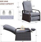 ATR ART TO REAL Outdoor Recliner, Set of 2 Wicker Reclining Chair with Coffee End Side Table - Photo 2