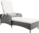 HAPPYGRILL Patio Rattan Chaise Lounge, Outdoor PE Wicker Sun Lounger with Adjustable Backrest - Photo 1