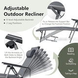 COSTWAY Folding Aluminum Lounge Chair, Outdoor Pool Lounger with 8-Position Adjustable Backrest & Ergonomic Headrest - Photo 3