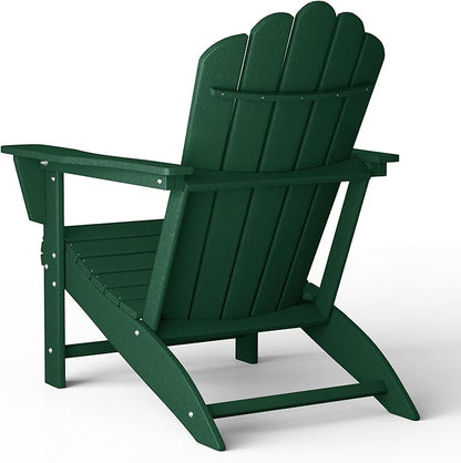 Costaelm Lakeview Outdoor Patio HDPE Adirondack Chair with Cup Holder, Dark Green