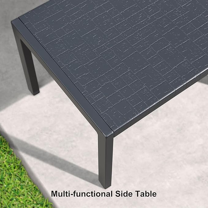 PURPLE LEAF Outdoor Chaise Lounge with Wheels for Outside 2 Pieces Aluminum Patio Lounge Chair with 5 Adjustable Position for Outdoor Beach Yard Pool Side Table Included Light Grey