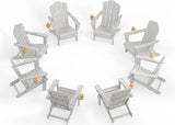 KINGYES Folding Adirondack Chair Set of 8, HDPE All-Weather Patio Chairs with Cup Holder - Photo 1