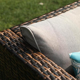 COSIEST All-Weather Patio Chair, Single Brown Wicker Chair with Thick Gray Cushions & Teal Pillow - Photo 6