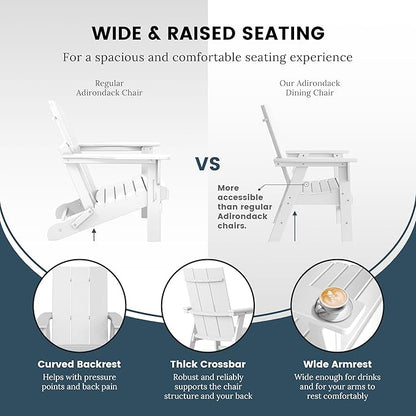 WO WESTIN OUTDOOR HDPE Shoreside Modern Curveback Adirondack Dining Chair,White