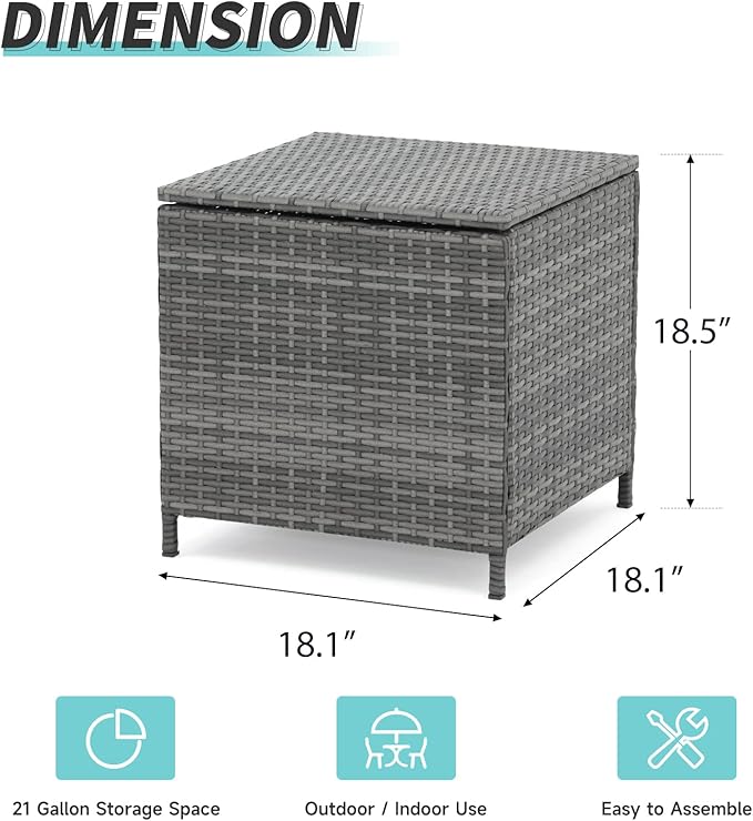 Verano Garden Outdoor Wicker Side Table Set of 2, Small Storage Rattan Wicker End Table - Photo 3