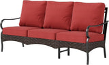 Wicker & Metal Outdoor Patio Couch, 3-Seat Patio Sofa with Deep Seating for Front Porch, Deck, Balcony, Backyard - Photo 8