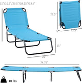 Outsunny Folding Chaise Lounge Pool Chairs, Outdoor Sun Tanning Chairs with 5-Level Reclining Back - Photo 3