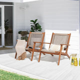 Verano Garden Set of 2 Patio Lounge Chair, Modern Acacia Wood Accent Armchair with Handwoven Rope for Patio, Living Room - Photo 1