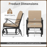 Tangkula Outdoor Glider Rocking Chair, Patio Gliding Chair Furniture with Metal Frame and Thick Cushions for Porch - Photo 3