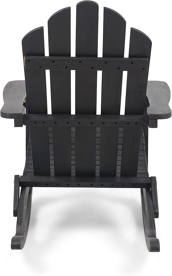 Christopher Knight Home Cara Outdoor Adirondack Acacia Wood Rocking Chair, Dark Gray Finish - Photo 6