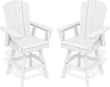 SERWALL Swivel Adirondack Barstools Set of 2, HDPE Outdoor Swivel Bar Chairs Set of 2 for Patio, Poolside, Garden, White - Photo 1