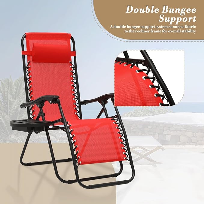 Athena Collection Zero Gravity Outdoor Lounge Chairs Set of 2 - Photo 7