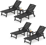 LUE BONA Chaise Lounge Chair with Table, 6-Piece, HDPS Chaise Lounger, 5 Positions Adjustable Lounge Chairs - Photo 1