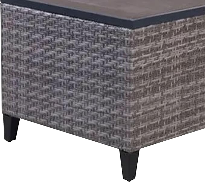 Four Seasons Courtyard Serronova Outdoor Aluminum Side Table All Weather Furniture Piece with Faux Wood Tabletop for Backyard Patios and Porches, Gray
