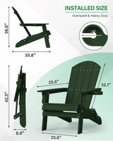 YEFU Adirondack Chair, Oversized Plastic Adirondack Chair Folding Outdoor Chairs with Cup Holder - Photo 3