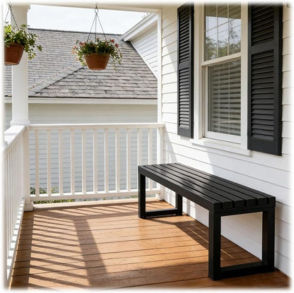 Outdoor Garden Bench, 2-Person Metal Patio Benches Weatherproof Outside Backless Bench 3.3ft 3.9ft 4.9ft 5.9ft Front Porch Seat Outdoor for Park, Yard, Lawn and Backyard Outside Chair(Black,3.93ft)