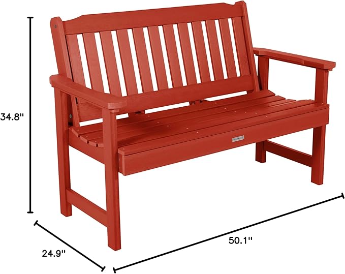 highwood Lehigh Garden Bench, 4 Feet, Rustic Red