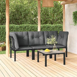 4-Piece Garden Lounge Set Black and Grey, Modular Outdoor Furniture with Durable Poly Rattan and Steel Frame - Photo 1
