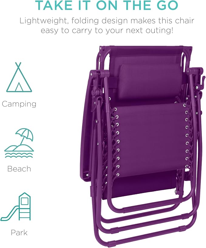 Best Choice Products Folding Zero Gravity Outdoor Recliner Patio Lounge Chair w/Adjustable Canopy Shade, Headrest - Photo 7