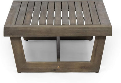 GDFStudio Outdoor Acacia Wood Coffee Table, Gray